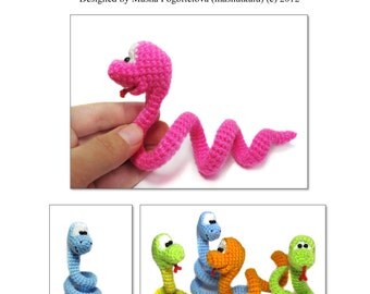 Little Snake - pdf crochet toy pattern - amigurumi pattern - photo tutorial