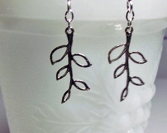 White Gold Leaf Earrings, Bridesmaid Gifts, Valentines Mothers Day Christmas Gifts, Mom Sister Jewelry, Simple Pretty