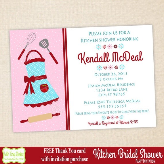 Bridal Shower Invitation, Printable Bridal Shower Invitation, Kitchen Shower, Digital Invitation, Retro Bridal Shower Printables Il_570xn