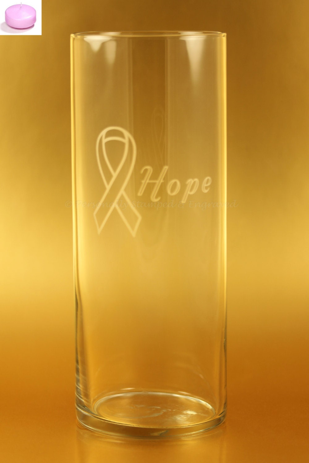CANCER AWARENESS Floating Candle with any fording Glass Vase