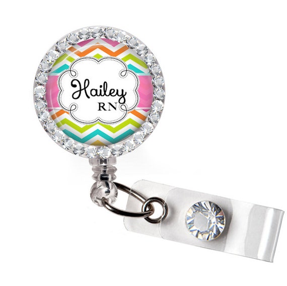 Retractable Badge Holder Personalized Bling Rhinestone