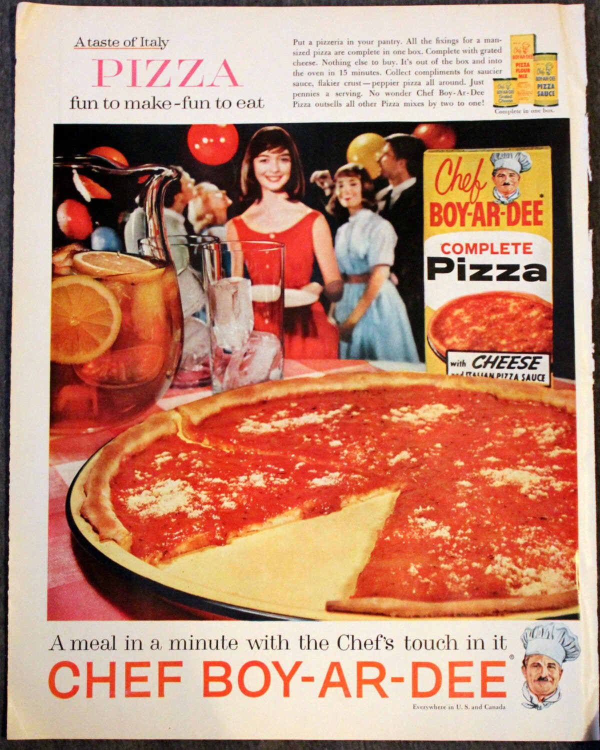 Chef Boyardee Pizza Kit Ad 1961 Look Magazine Single