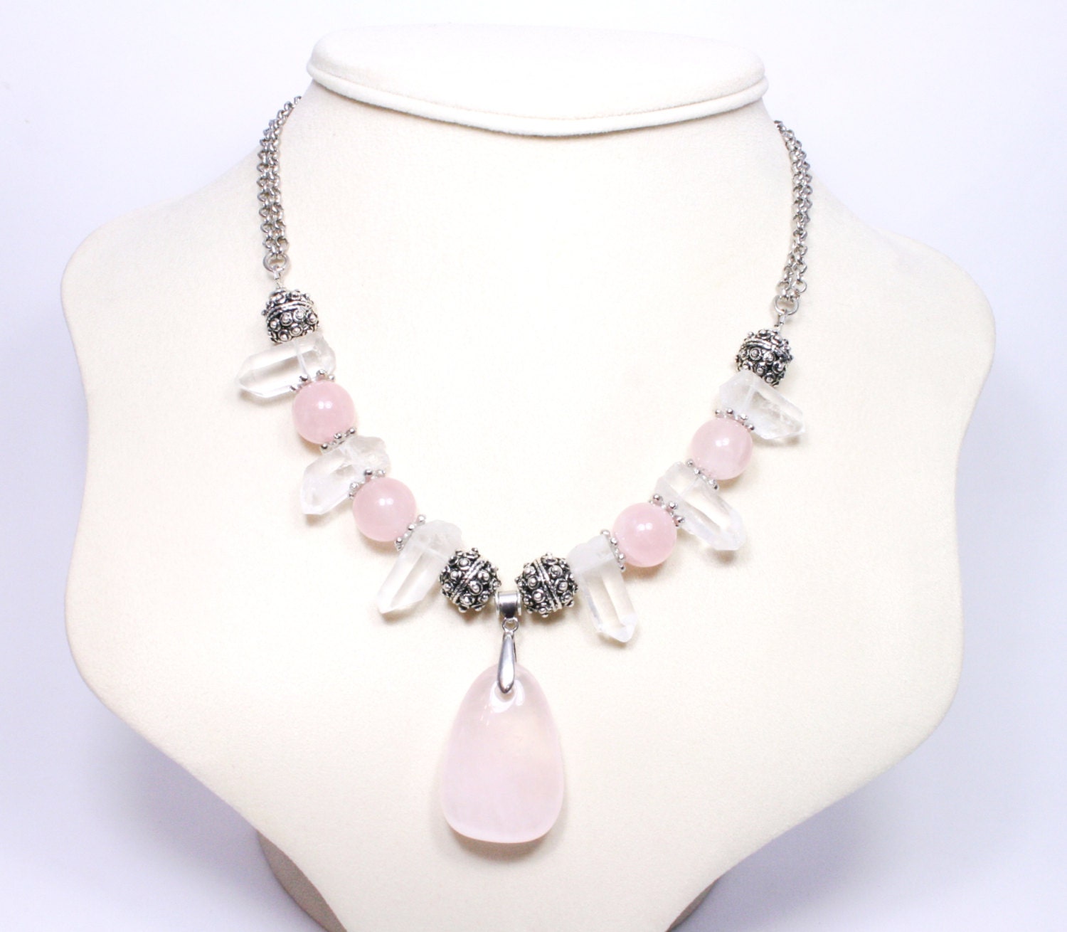 Rose Quartz Necklace Rose Quartz Pendant Rose Quartz