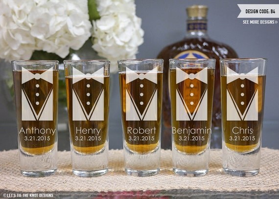 Personalized Groomsmen Shooter Shot Glass ONE by LetsTieTheKnot