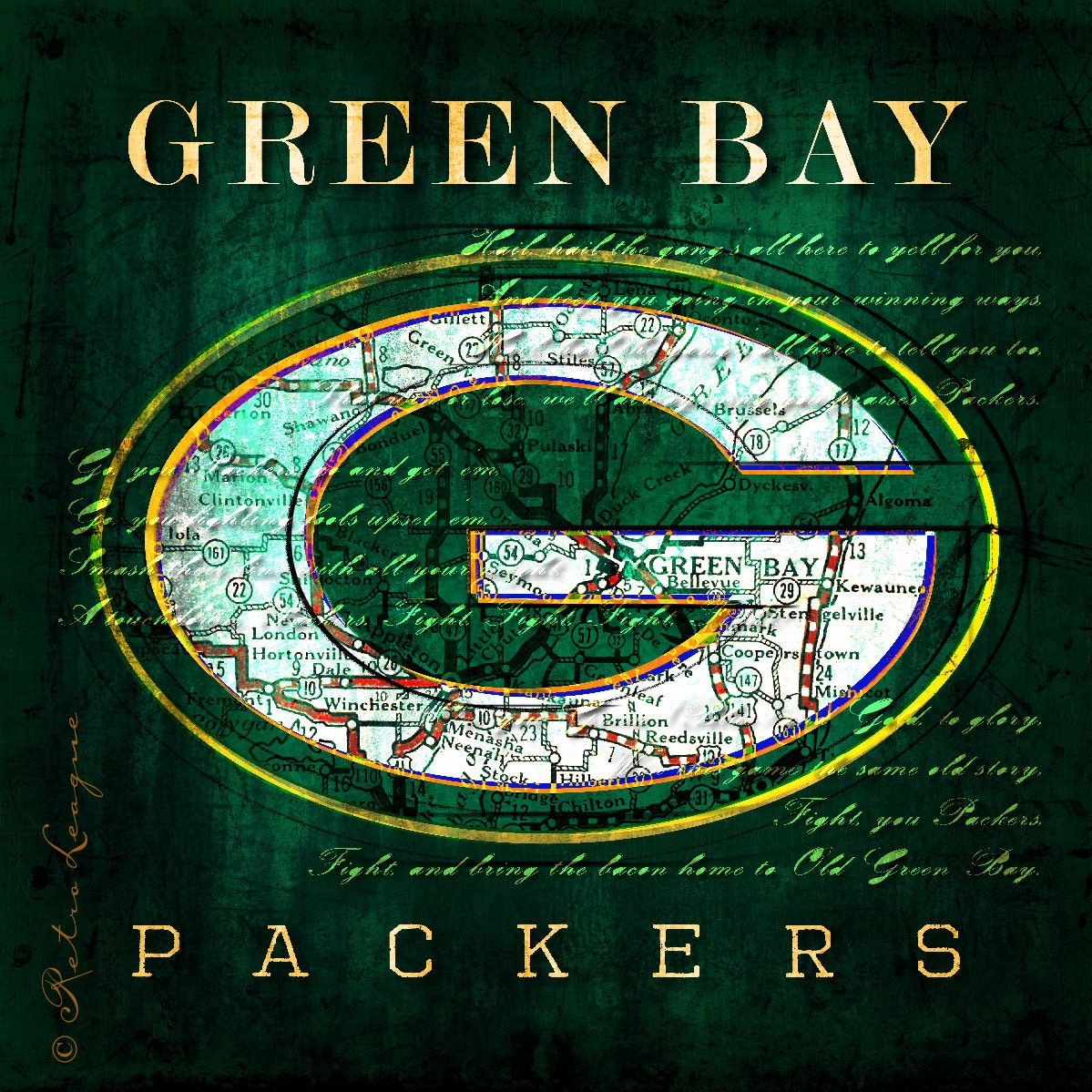 Green Bay Packers City Map Packers Fight Song Perfect