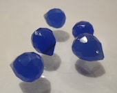 Faceted Crystal Teardrop Briolette Beads- Oxford Blue - 5pcs (12x9mm) L0341