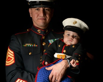 Baby Costume - Marine Corps - Baby Dress Blues - Marine Corps Baby - usmc - Marine Corps Clothing - Baby usmc Dress Blues - Dress Blues
