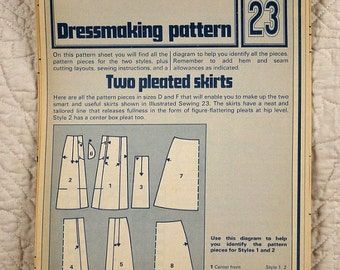 Pleated Skirts, Seamstress Dressmaking Pattern, Phoebus 23, 1975 Uncut, Size 12 14 16 18 20
