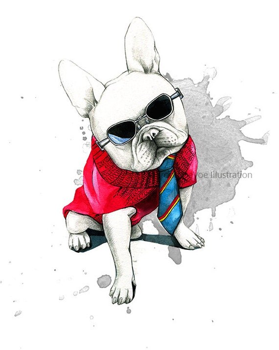 French bulldog art French bulldog print Watercolor dog