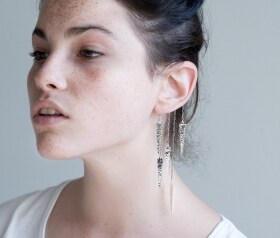 Silver Spike Ear Cuff, Hammered, Delicate, Dangle