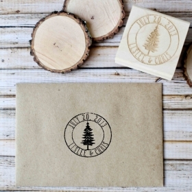 Customized Woodland Save the Date Winter Wedding Invitation Rubber Stamp