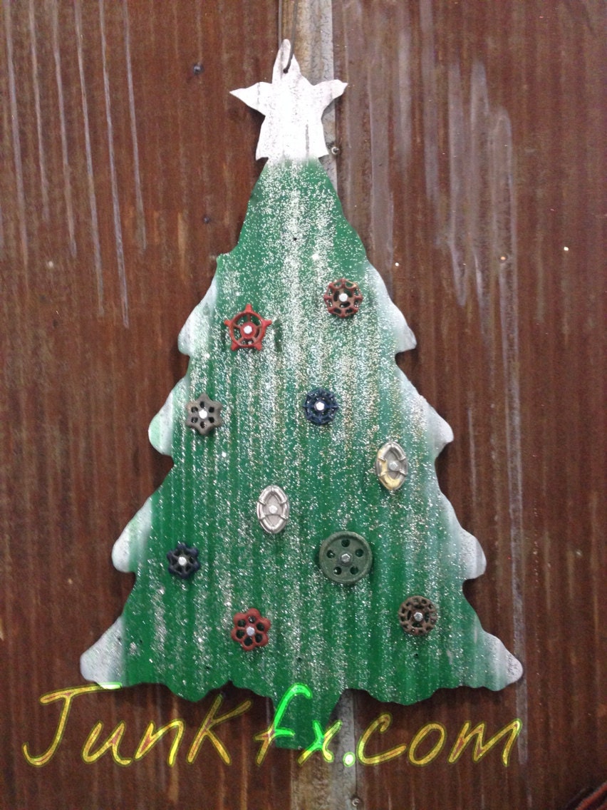 Recycled barn roofing tin christmas tree very large Free Shipping