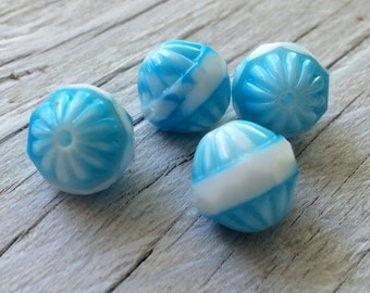 Vintage Glass Beads - German Glass Beads Blue rounds 4