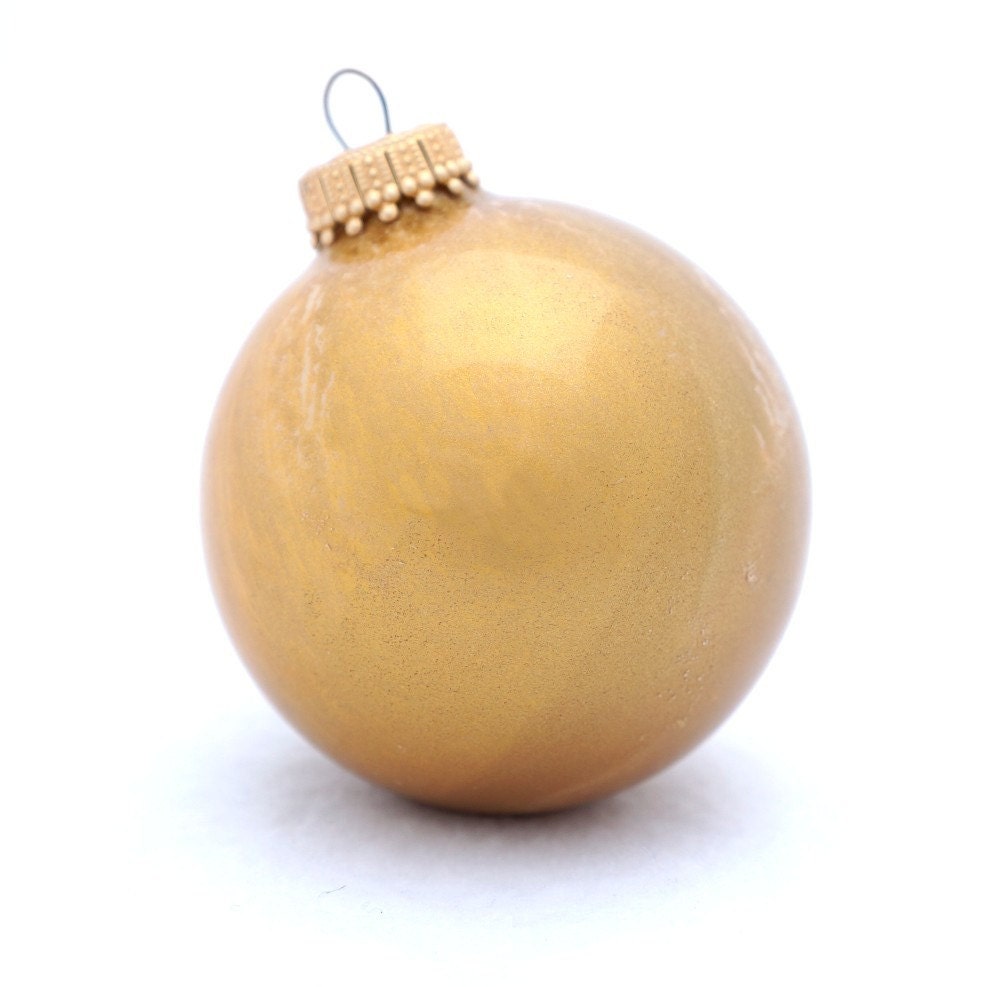 Gold Christmas Ball Glass Ornament Painted Inside 2-3/4" Round Holiday Home Tree Decor