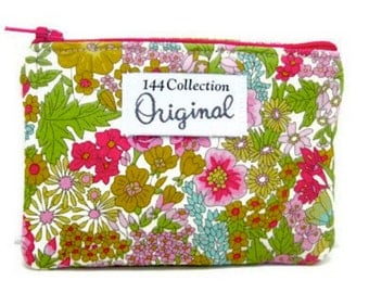 Margaret Annie Liberty of London Fabric Wallet, Green Wallet, Small Floral Wallet, Change Wallet, Coin Purse, Change Purse, Fabric Pouch