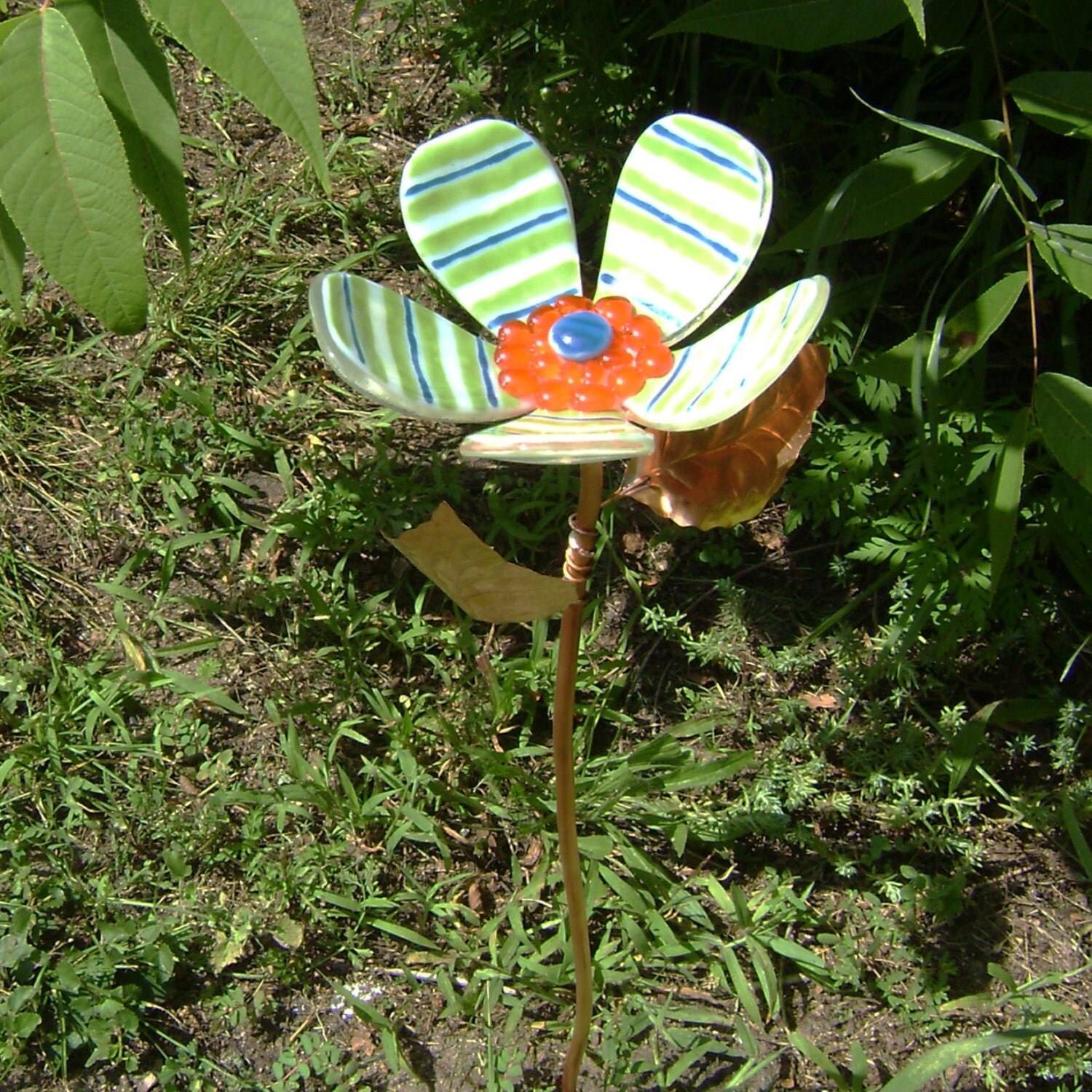 Hand Painted Fused Glass Garden Stake