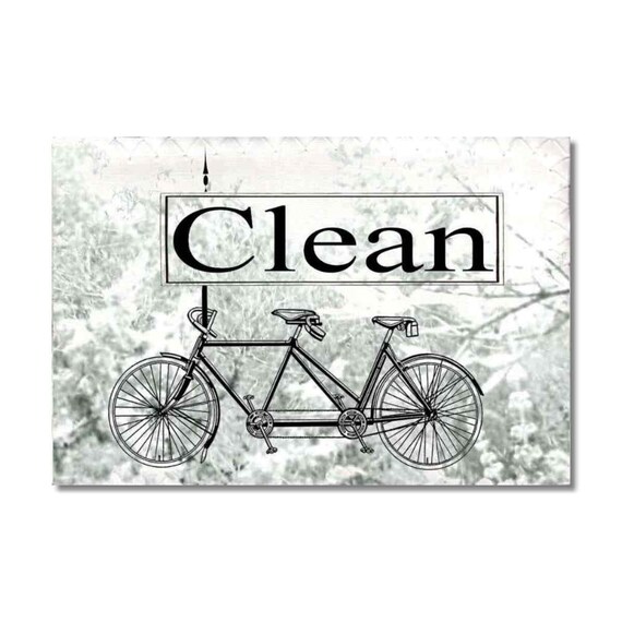 Bicycle for two Dishwasher Clean Dirty dishes Flip Sign