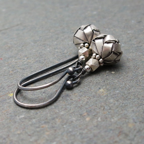 Hanging Basket Earrings . Sterling Silver Earrings