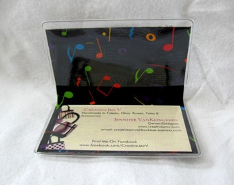 Music Notes Business Card Holder Mini Wallet