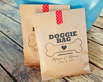 Wedding Favor Bags - Doggie Bag - Dog Treat Bag - Customizable from your pet - Birthday, anniversary, parties - 20 Bags