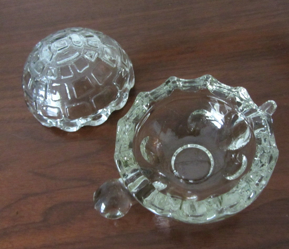 Anchor Hocking Small Clear Glass Turtle Bowl With Glass Shell