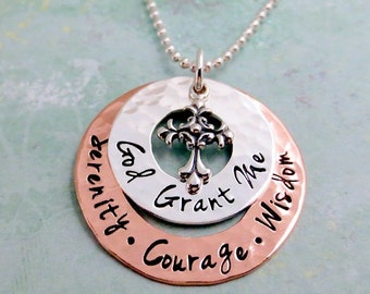 Serenity Prayer Necklace - Serenity Courage Wisdom Necklace - God Grant Me - Faith Jewelry - Sobriety Necklace - Recovery Gift - AAA