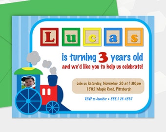 Train Choo Choo Invite Birthday Invitation - Customized - DIY Printable