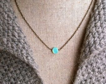 Opal dot necklace /peruvian opal/ simple gemstone necklace / opal jewelry. Tiedupmemories