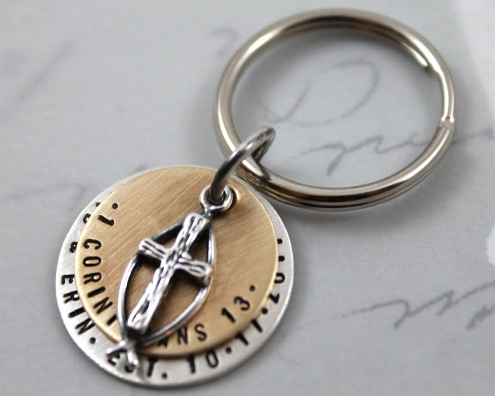 Custom keychain Mens Personalized Keychain Anniversary Gift