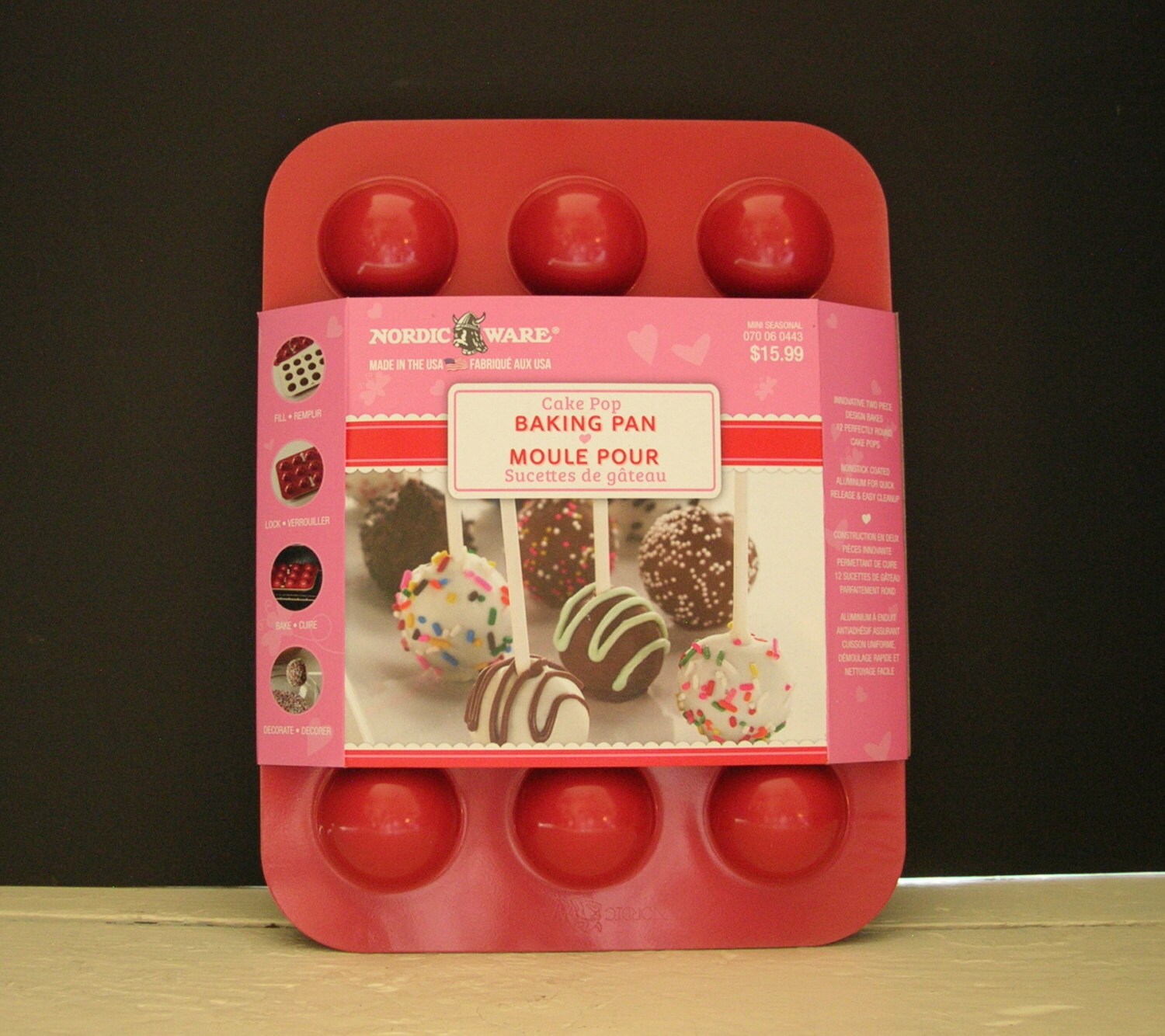 Cake Pop Pan Round Shape Nordic Ware Makes 12 Red