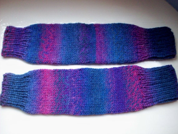 Chunky warm leg warmers wool mix rich purple by SpinningStreak