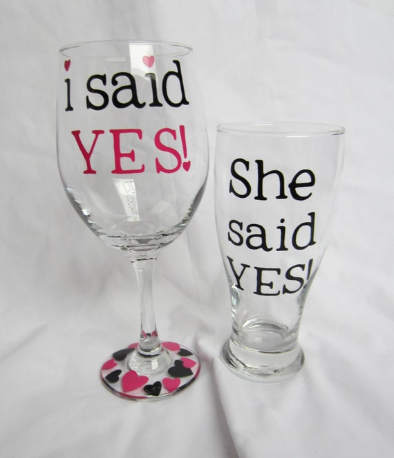 Engagement Glasses I Said Yes She Said Yes By Moreshenanigans 8792