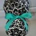 Turn Up Ponytail Scrub Hat with Day Night Damask CHOOSE RIBBON COLOR