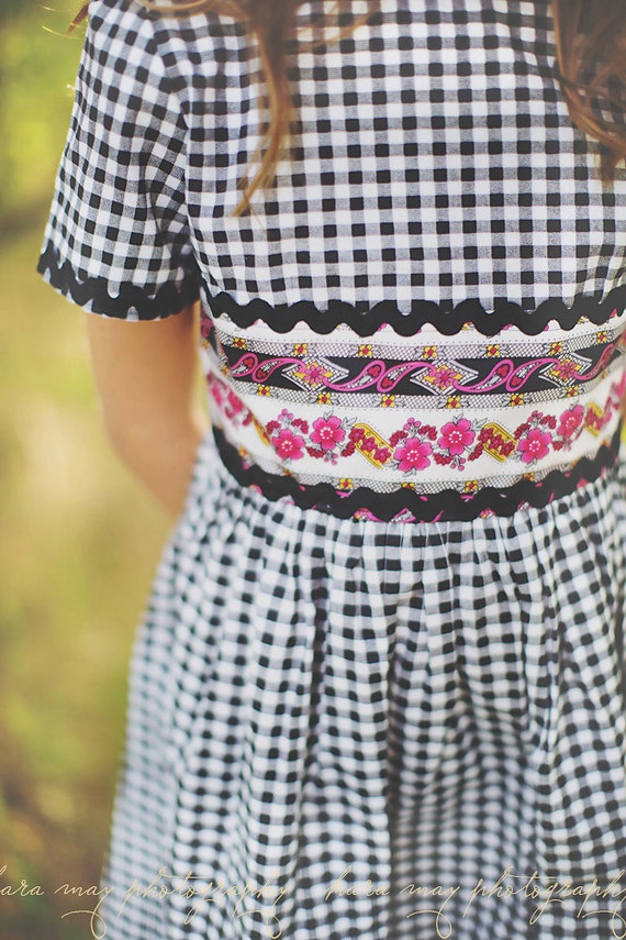 1950's Style Black Checked Rick Rack Dress by faithworks4u on Etsy