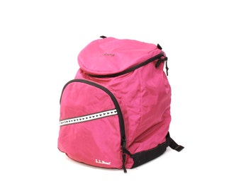 LL BEAN pink nylon 80s 90s BACKPACK knapsack