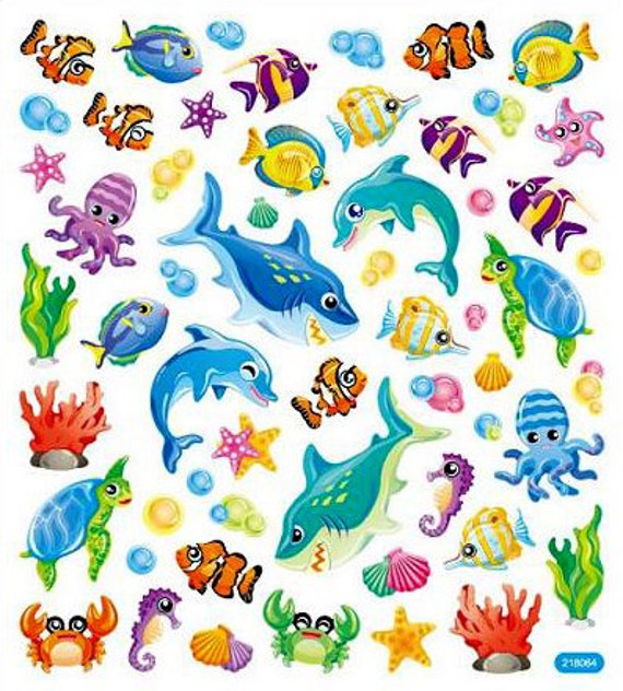 Marine Life Stickers Sealife Sticker Ocean Party Favor