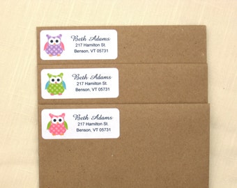 Owl Return Address Labels - 90 Labels - 3 Colors!