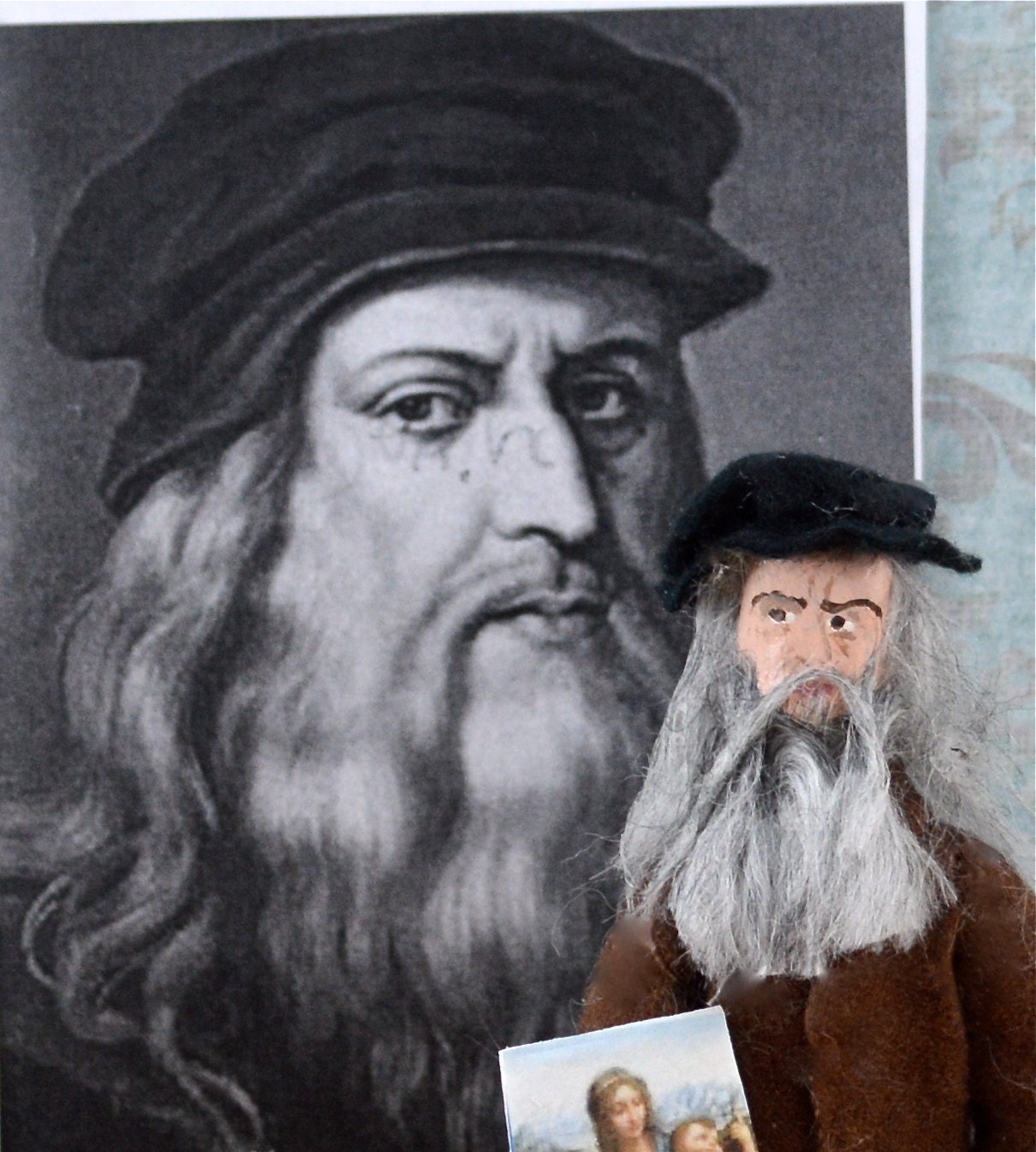 Leonardo da Vinci Figurine Miniature Italian Artist Art Doll