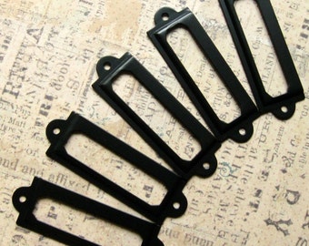 Black Label Holders - Set of 5 - Small Card Holders, Metal Label Frames (LH0011)