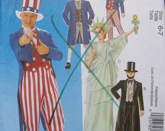 McCalls Childrens Costume Pattern Lincoln Uncle Sam Liberty M6143