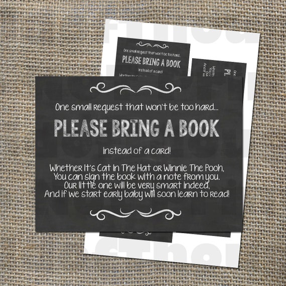Please Bring a Book Instead of a Card Insert for Baby Shower