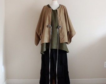natural pebble linen outfit top pants scarf made to measure