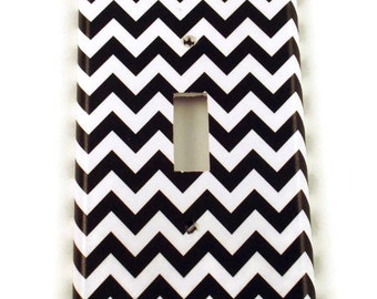 Light Switch Cover Wall Decor Switchplate Switch Plate in Black Chevron (150S)