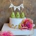 Wedding cake topper...Personalized monogram green pears and fabric LOVE banner included ... package deal
