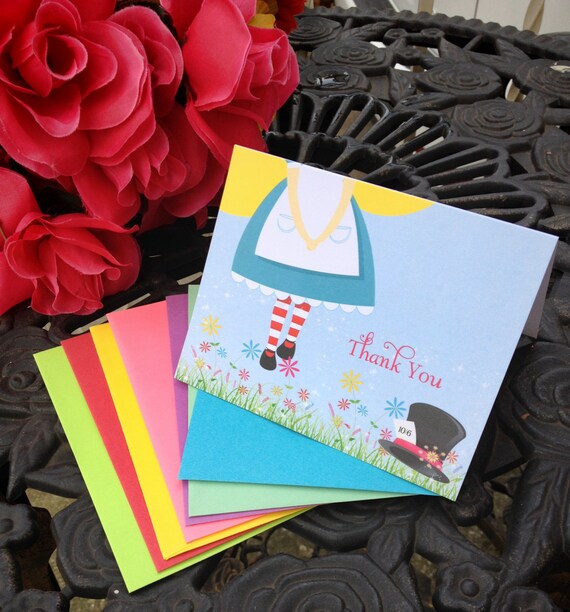Alice in Wonderland Thank You Note cards , set of 10 Il_570xn