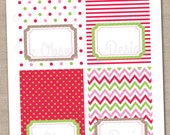 Christmas Holiday Printable Buffet Card Labels Blank Label PDF Holiday Tags Red Green Pink Il_170x135