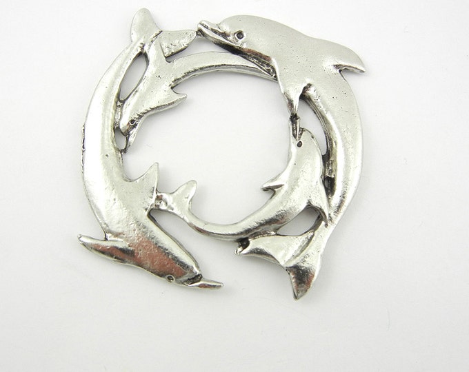 Pewter Dolphin Ring Flat and Pendant