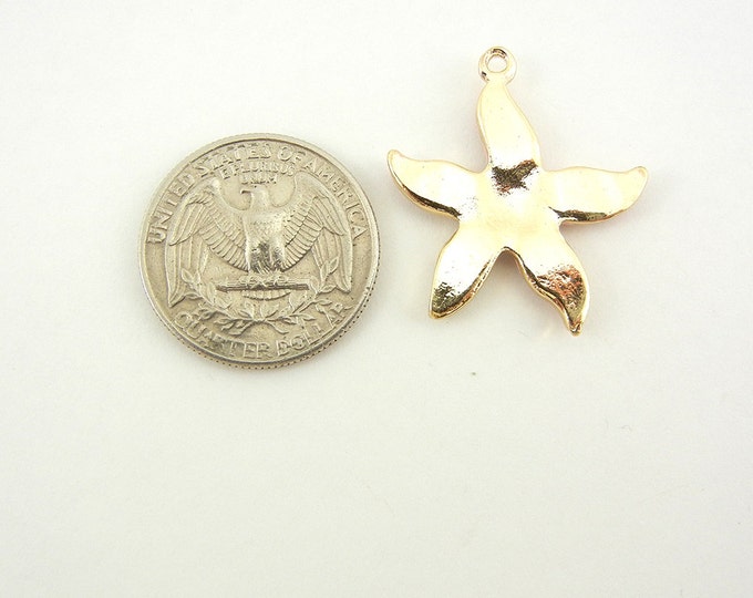 Pink Epoxy Gold-tone Starfish Charms Rhinestones