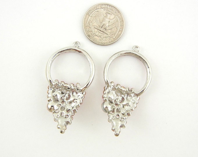 Pair of Pink Rhinestone Drop Charms