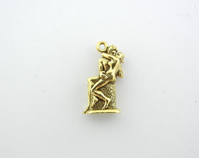 Gold-tone Pewter Charm of Rodin's Sculpture, The Kiss